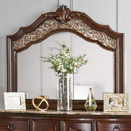 Menodora Brown Cherry 5-Piece Queen Bedroom Set by Furniture of America at Eve Furniture