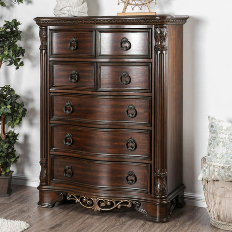 Menodora Brown Cherry 5-Piece Queen Bedroom Set by Furniture of America at Eve Furniture