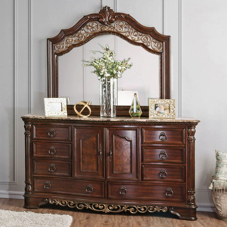 Menodora Brown Cherry 5-Piece Queen Bedroom Set by Furniture of America at Eve Furniture