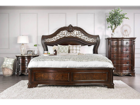 Menodora Brown Cherry 5-Piece Queen Bedroom Set by Furniture of America at Eve Furniture
