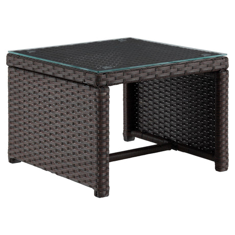 Menton Patio 2-Seater and Lounge Chair with Coffee Table with Cream Cushions by Manhattan Comfort at Eve Furniture