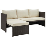 Menton Patio 2-Seater and Lounge Chair with Coffee Table with Cream Cushions by Manhattan Comfort at Eve Furniture