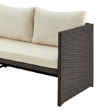 Menton Patio 2-Seater and Lounge Chair with Coffee Table with Cream Cushions by Manhattan Comfort at Eve Furniture