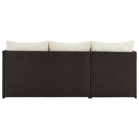 Menton Patio 2-Seater and Lounge Chair with Coffee Table with Cream Cushions by Manhattan Comfort at Eve Furniture