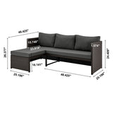 Menton Patio 2-Seater and Lounge Chair with Coffee Table with Grey Cushions by Manhattan Comfort at Eve Furniture