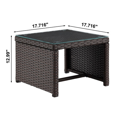 Menton Patio 2-Seater and Lounge Chair with Coffee Table with Grey Cushions by Manhattan Comfort at Eve Furniture