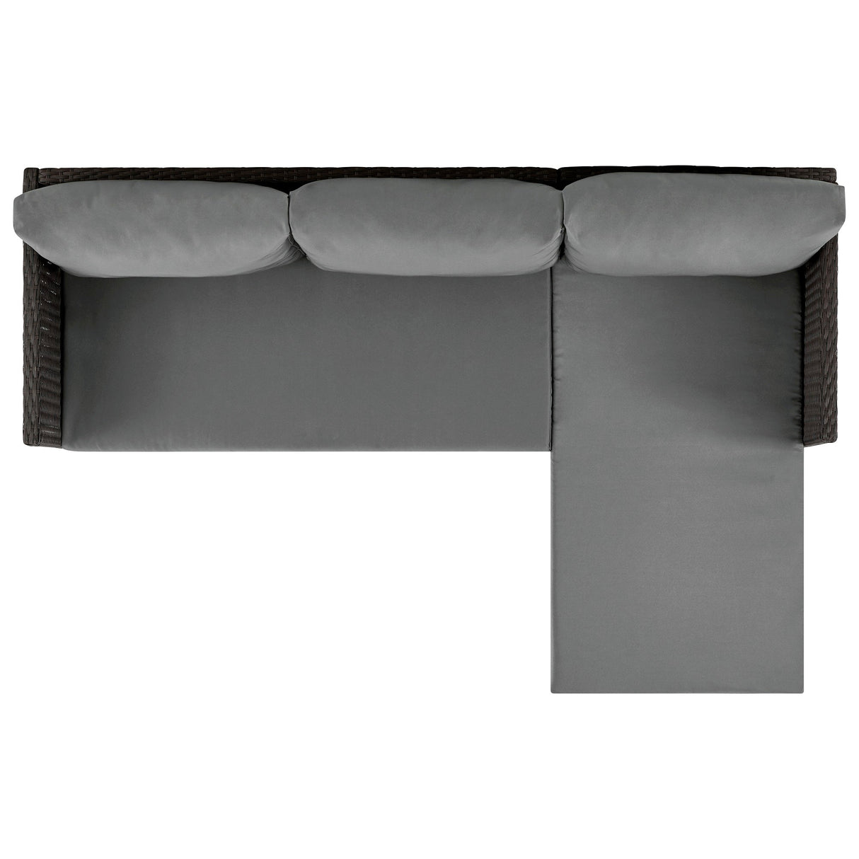 Menton Patio 2-Seater and Lounge Chair with Coffee Table with Grey Cushions by Manhattan Comfort at Eve Furniture