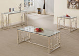 Merced Nickel Rectangle Glass Top Sofa Table by Coaster at Eve Furniture