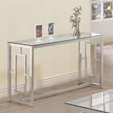 Merced Nickel Rectangle Glass Top Sofa Table by Coaster at Eve Furniture