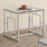 Merced Nickel Square Tempered Glass Top End Table by Coaster at Eve Furniture