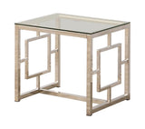 Merced Nickel Square Tempered Glass Top End Table by Coaster at Eve Furniture