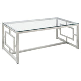 Merced Nickel Rectangle Glass Top Coffee Table