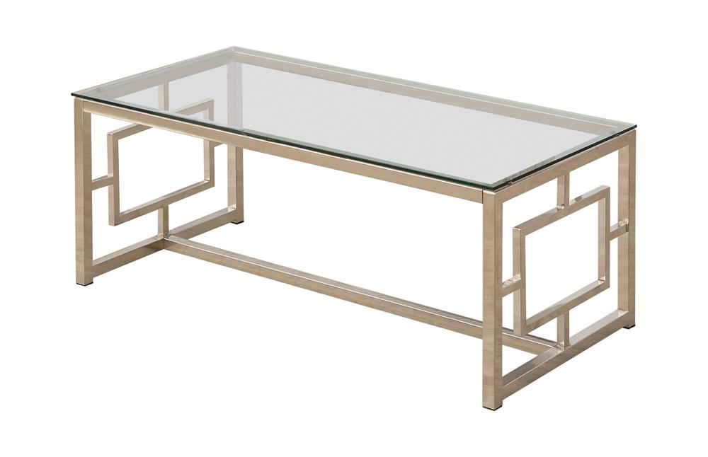 Merced Nickel Rectangle Glass Top Coffee Table