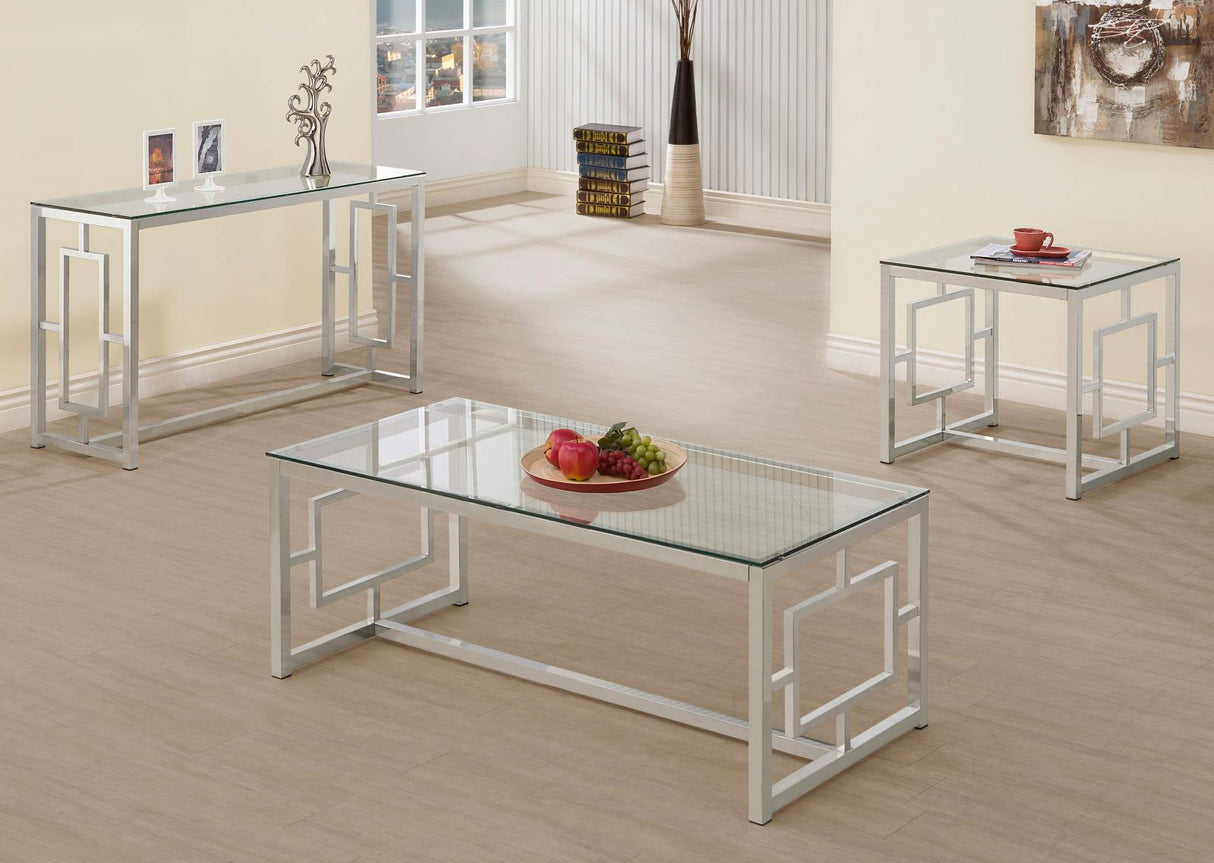 Merced Nickel Rectangle Glass Top Coffee Table