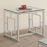 Merced Square Tempered Glass Top End Table Nickel