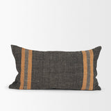 Mercer Lumbar Black w/ Orange Stripes Decorative Pillow Cover by Mercana at Eve Furniture