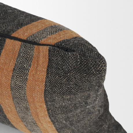 Mercer Lumbar Black w/ Orange Stripes Decorative Pillow Cover by Mercana at Eve Furniture