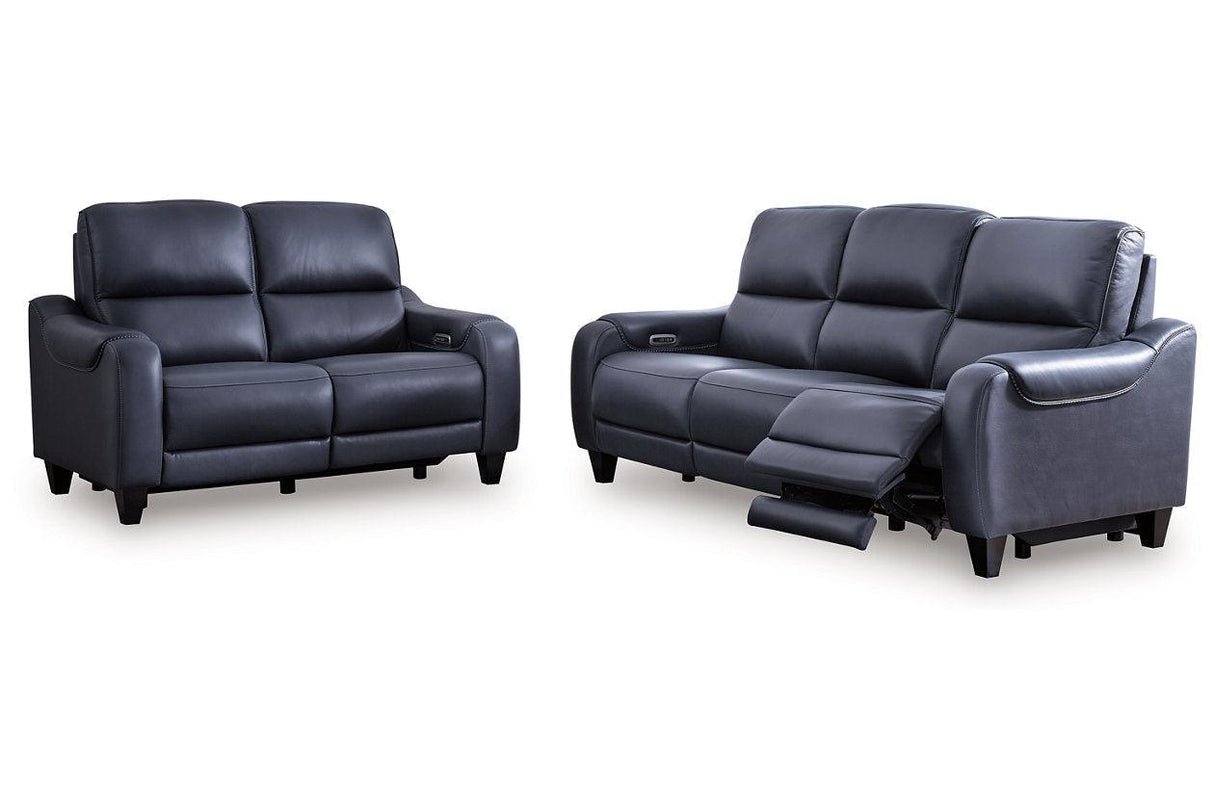 Mercomatic Ocean Dual Power Reclining Sofa and Loveseat by Ashley at Eve Furniture