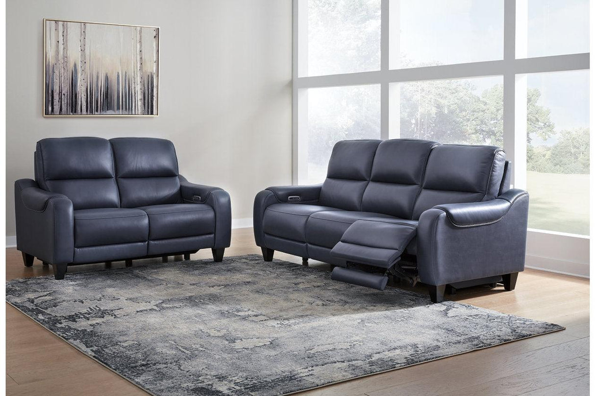 Mercomatic Ocean Dual Power Reclining Sofa and Loveseat by Ashley at Eve Furniture