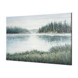 Mere Pond Lake Hand Painted on Wood Oil Painting by Mercana at Eve Furniture