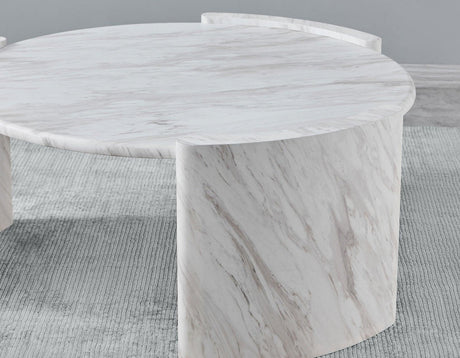 Merino Faux-Marble Round Cocktail Table by Steve Silver at Eve Furniture