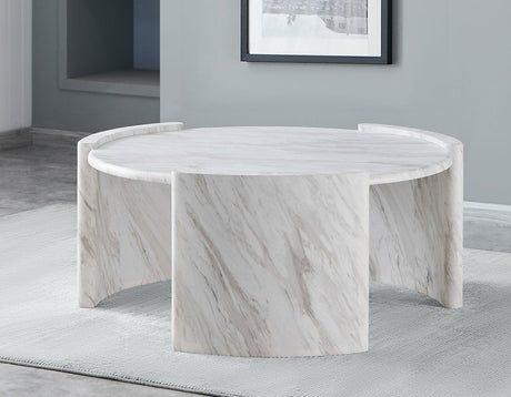 Merino Faux-Marble Round Cocktail Table by Steve Silver at Eve Furniture