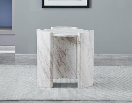 Merino Faux-Marble Round End Table by Steve Silver at Eve Furniture