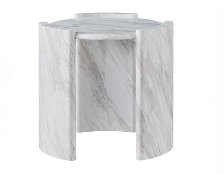 Merino Faux-Marble Round End Table by Steve Silver at Eve Furniture