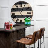 Meritt 37" Total Height Brown Leather Seat Black Metal Frame Stool by Mercana at Eve Furniture