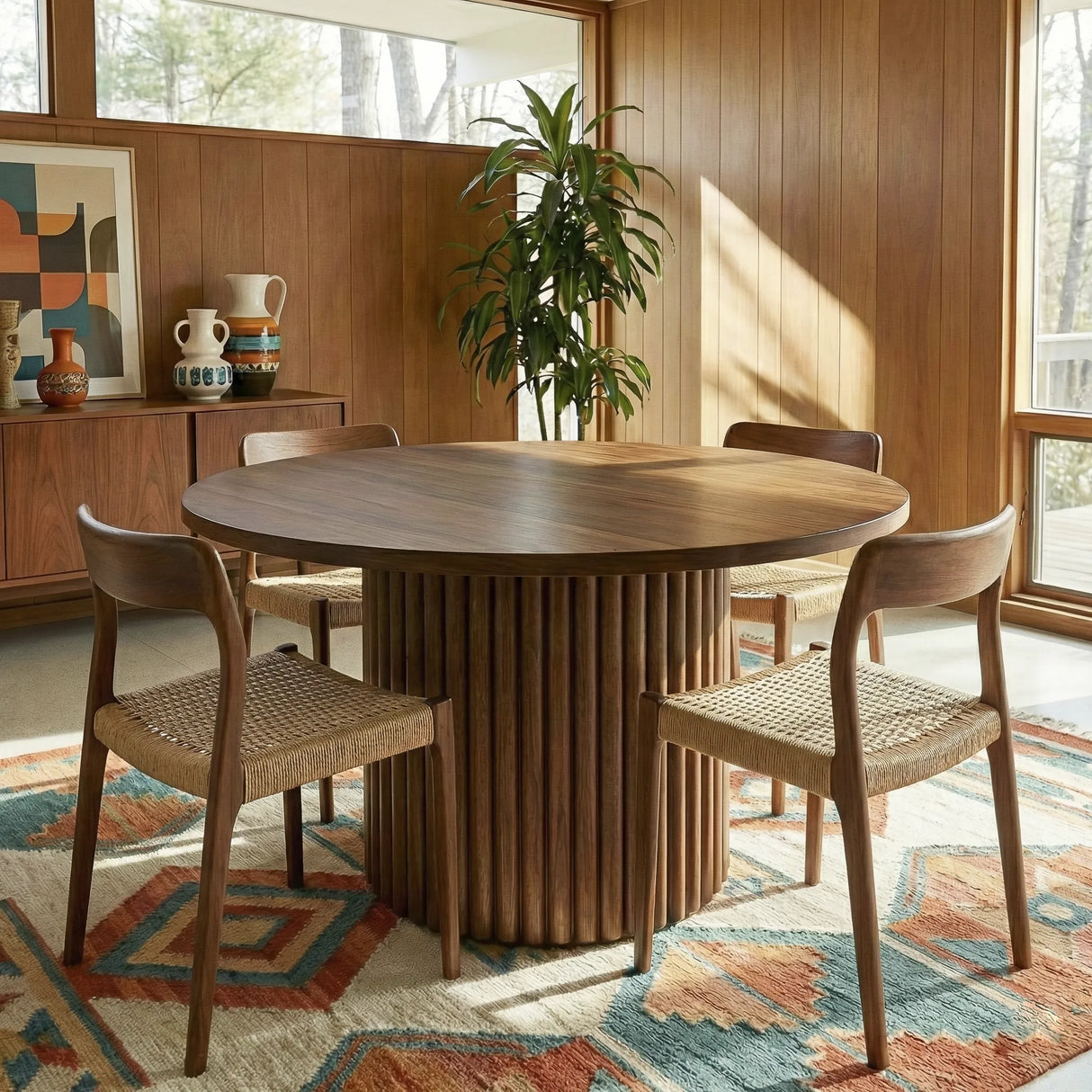 Merlin Solid Wood Walnut Round Dining Table by Ashcroft Furniture at Eve Furniture