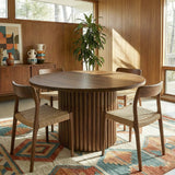 Merlin Solid Wood Walnut Round Dining Table by Ashcroft Furniture at Eve Furniture