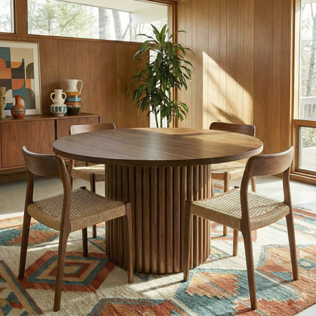 Merlin Solid Wood Walnut Round Dining Table by Ashcroft Furniture at Eve Furniture