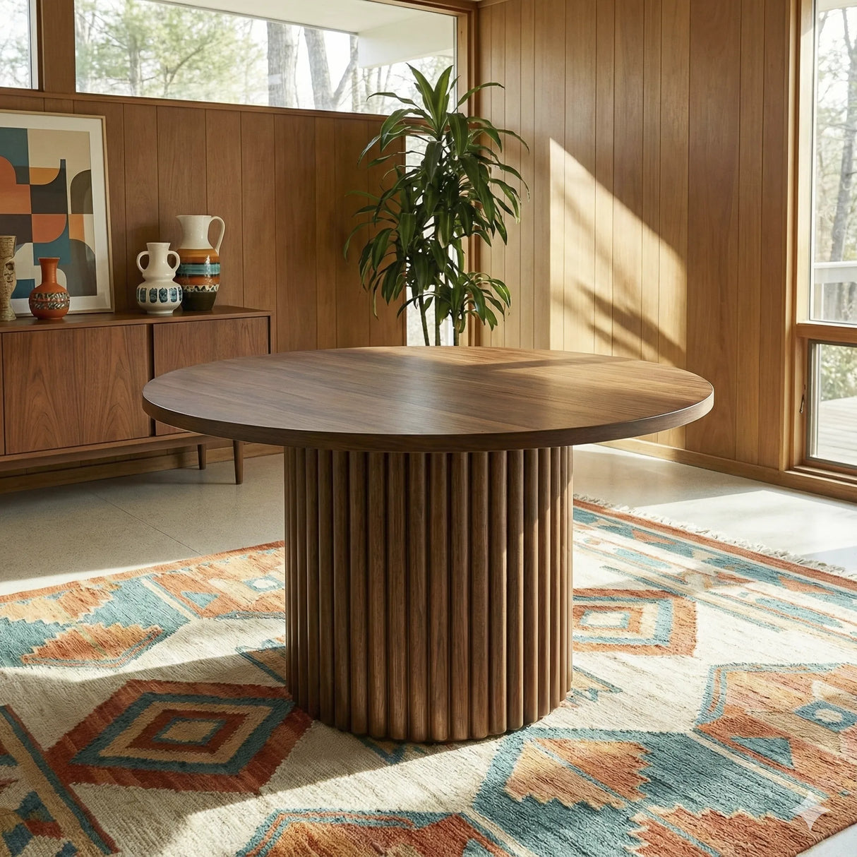 Merlin Solid Wood Walnut Round Dining Table by Ashcroft Furniture at Eve Furniture