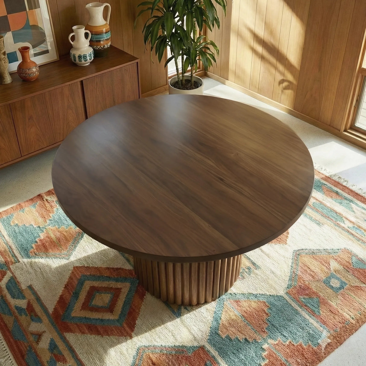 Merlin Solid Wood Walnut Round Dining Table by Ashcroft Furniture at Eve Furniture