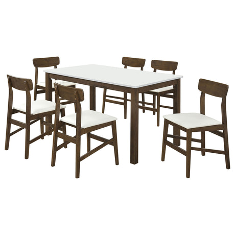 Merrin White And Walnut 7-Piece 55-inch Rectangular Dining Set Off by Coaster at Eve Furniture