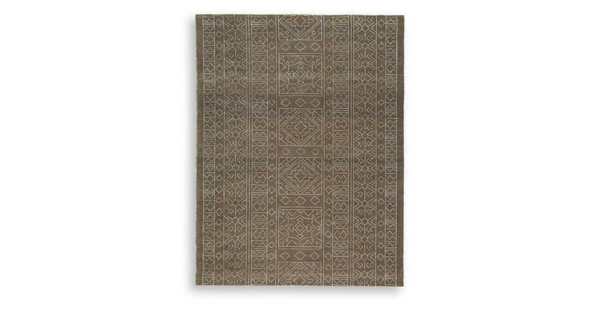Merrittman Brown/Ivory Large Rug by Ashley at Eve Furniture