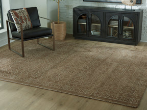 Merrittman Brown/Ivory Large Rug by Ashley at Eve Furniture