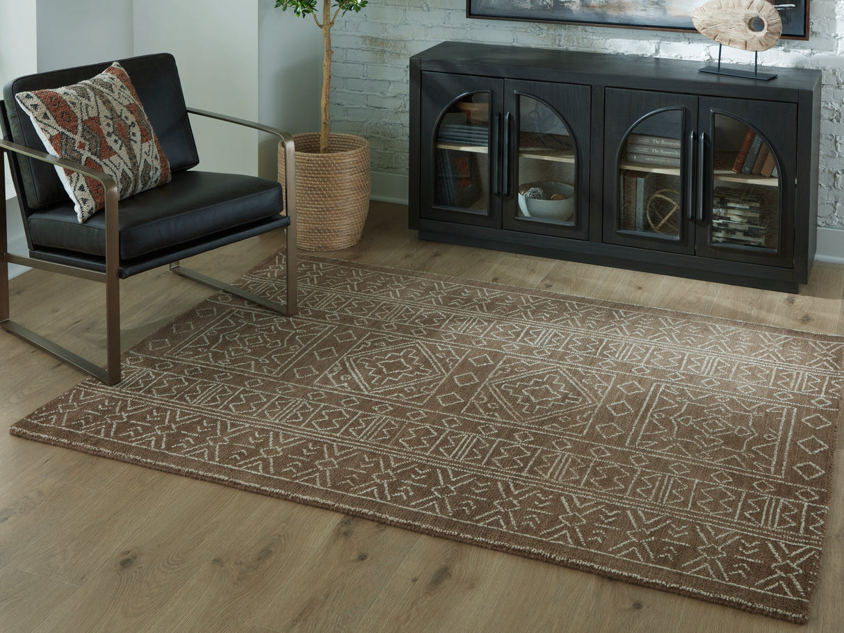 Merrittman Brown/Ivory Medium Rug by ASHLEY FURNITURE at Eve Furniture