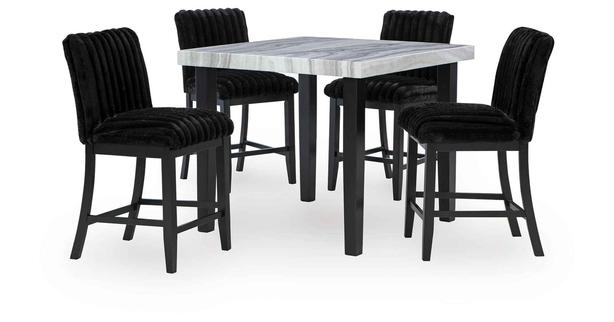 Mervannie Gray/Black Counter Height Dining Set by Ashley at Eve Furniture
