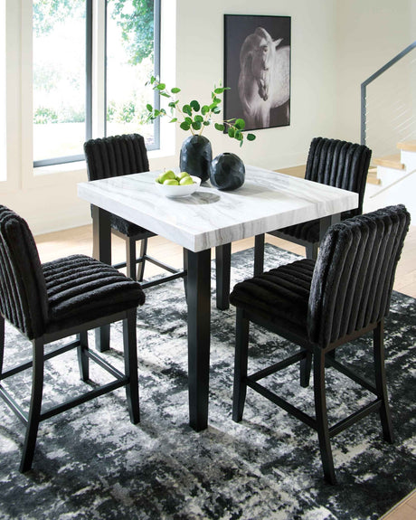 Mervannie Gray/Black Counter Height Dining Set by Ashley at Eve Furniture