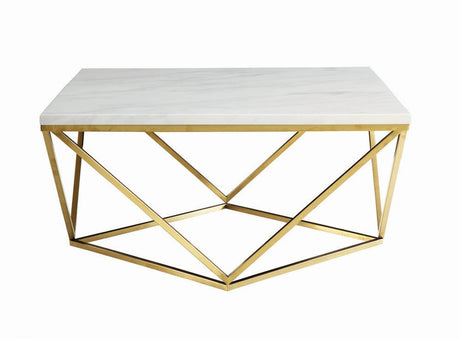 Meryl White/Gold Square Coffee Table by Coaster at Eve Furniture