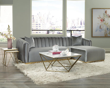 Meryl White/Gold Square Coffee Table by Coaster at Eve Furniture