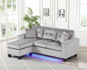 Messi Grey Velvet Reversible Sectional by Happy Homes at Eve Furniture