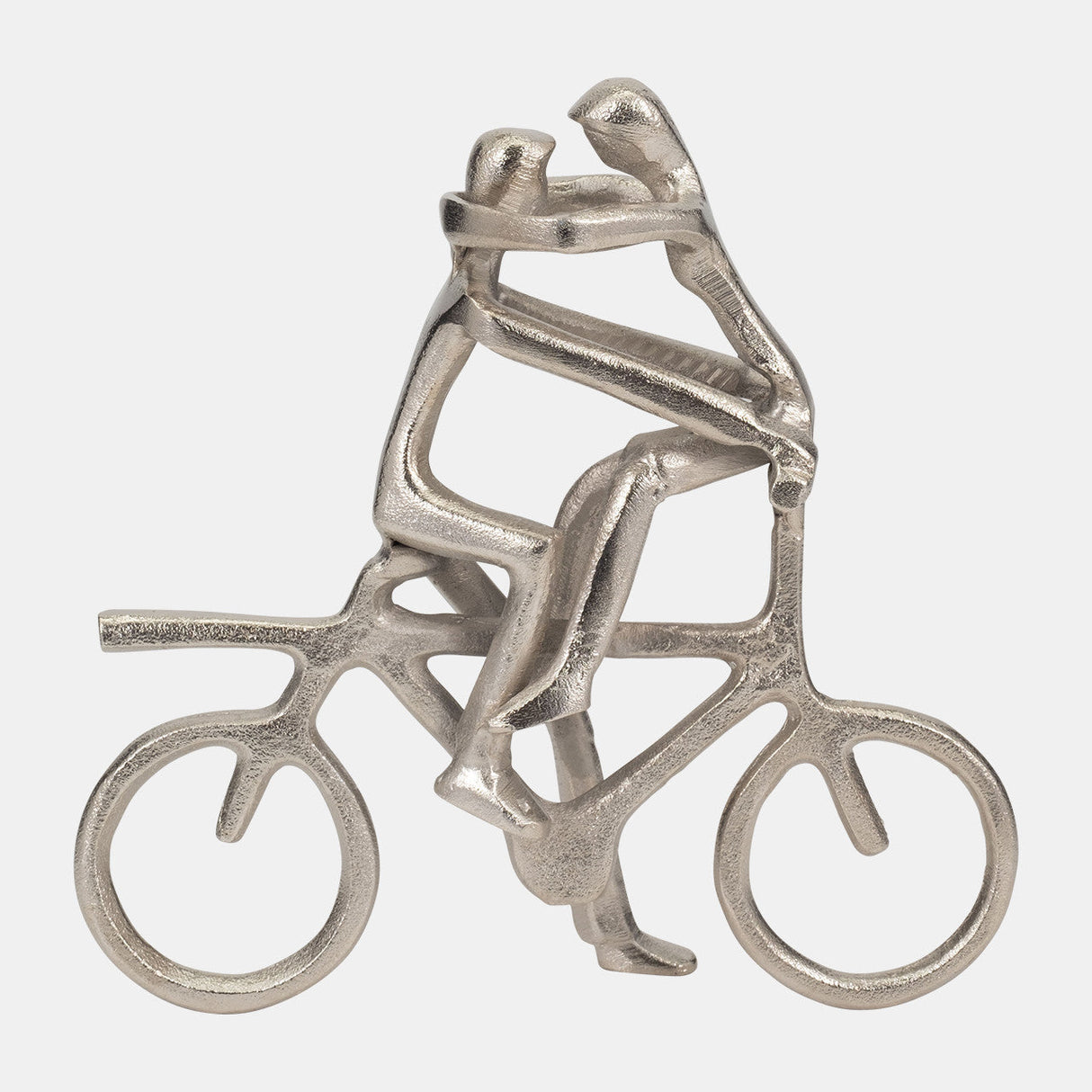 Metal, 10"h Couple On Bike, Silver