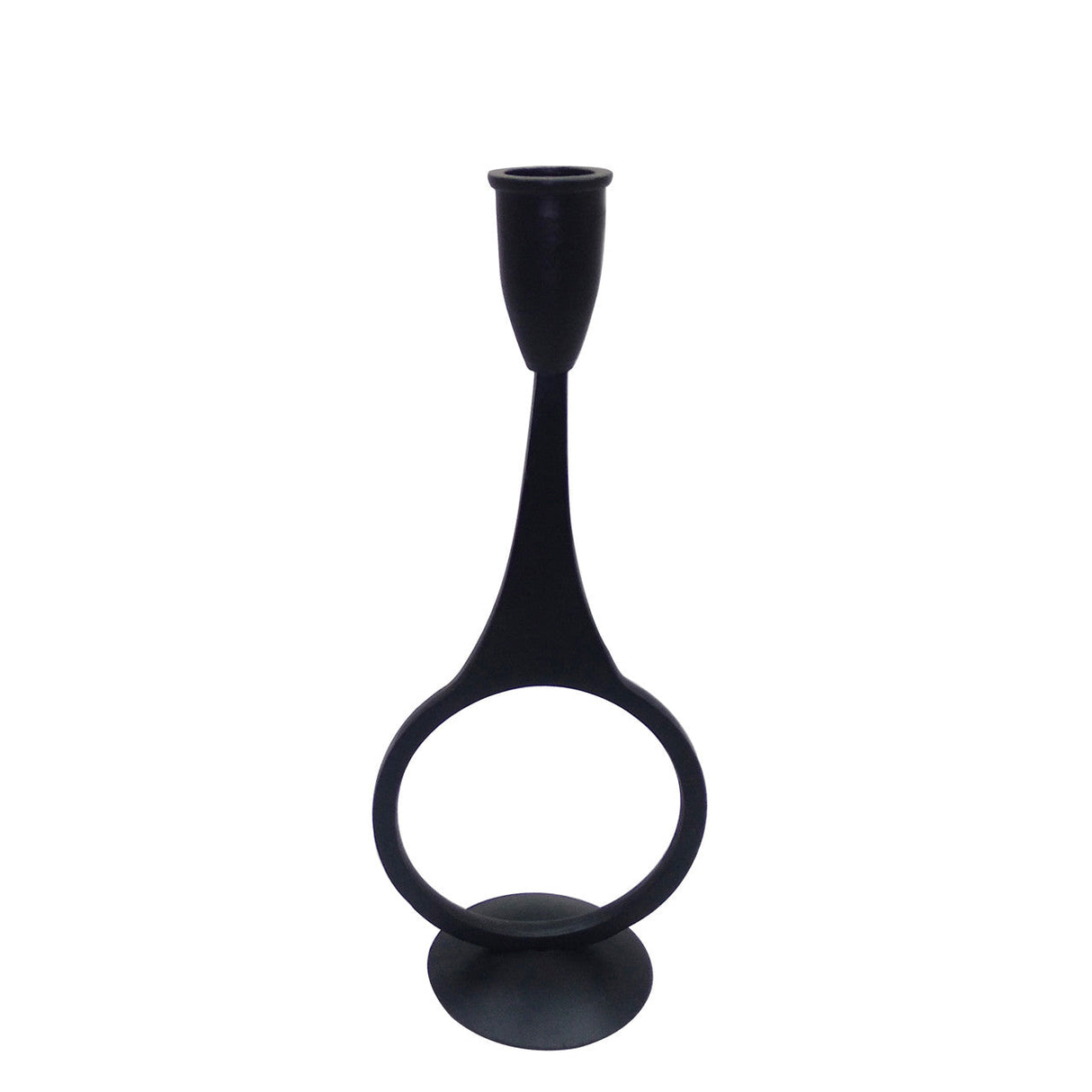 Metal, 10"h Round Taper Candle Holder, Black