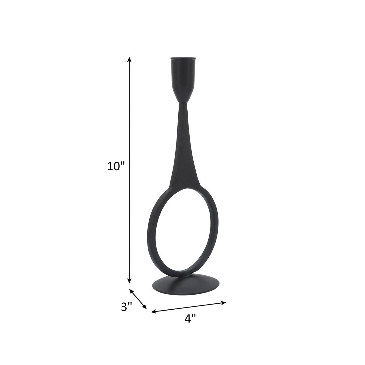 Metal, 10"h Round Taper Candle Holder, Black