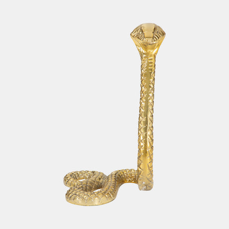 Metal 10"h Snake, Gold