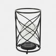 Metal 10" Hurricane Candle Holder, Black Default Title by Sagebrook Home - Eve Furniture