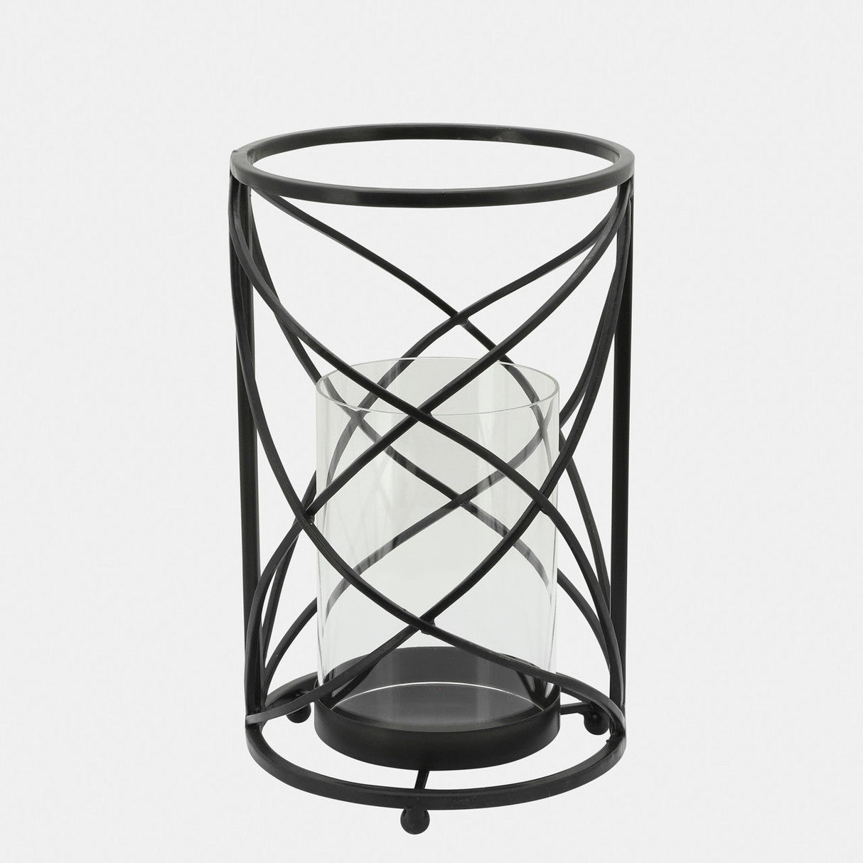 Metal 10" Hurricane Candle Holder, Black