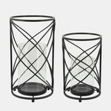 Metal 10" Hurricane Candle Holder, Black